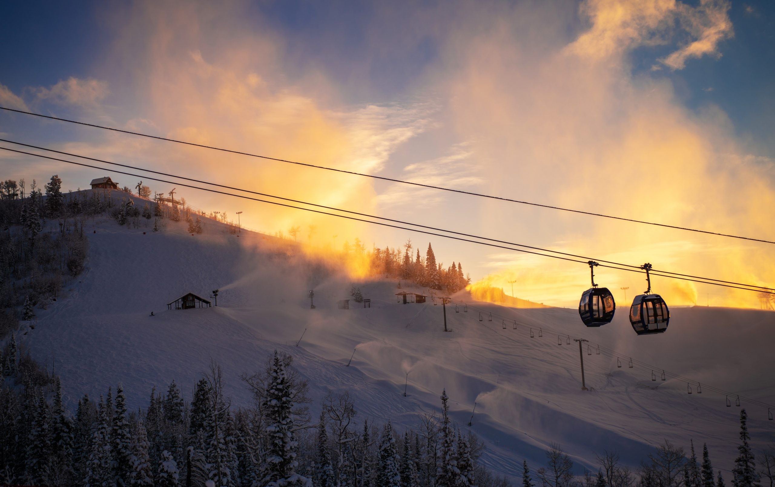 Gondola at sunset above Steamboat Springs