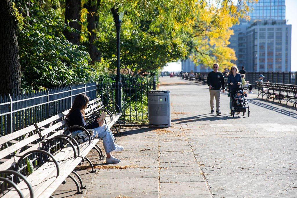 Along the Brooklyn Bridge Park promenade