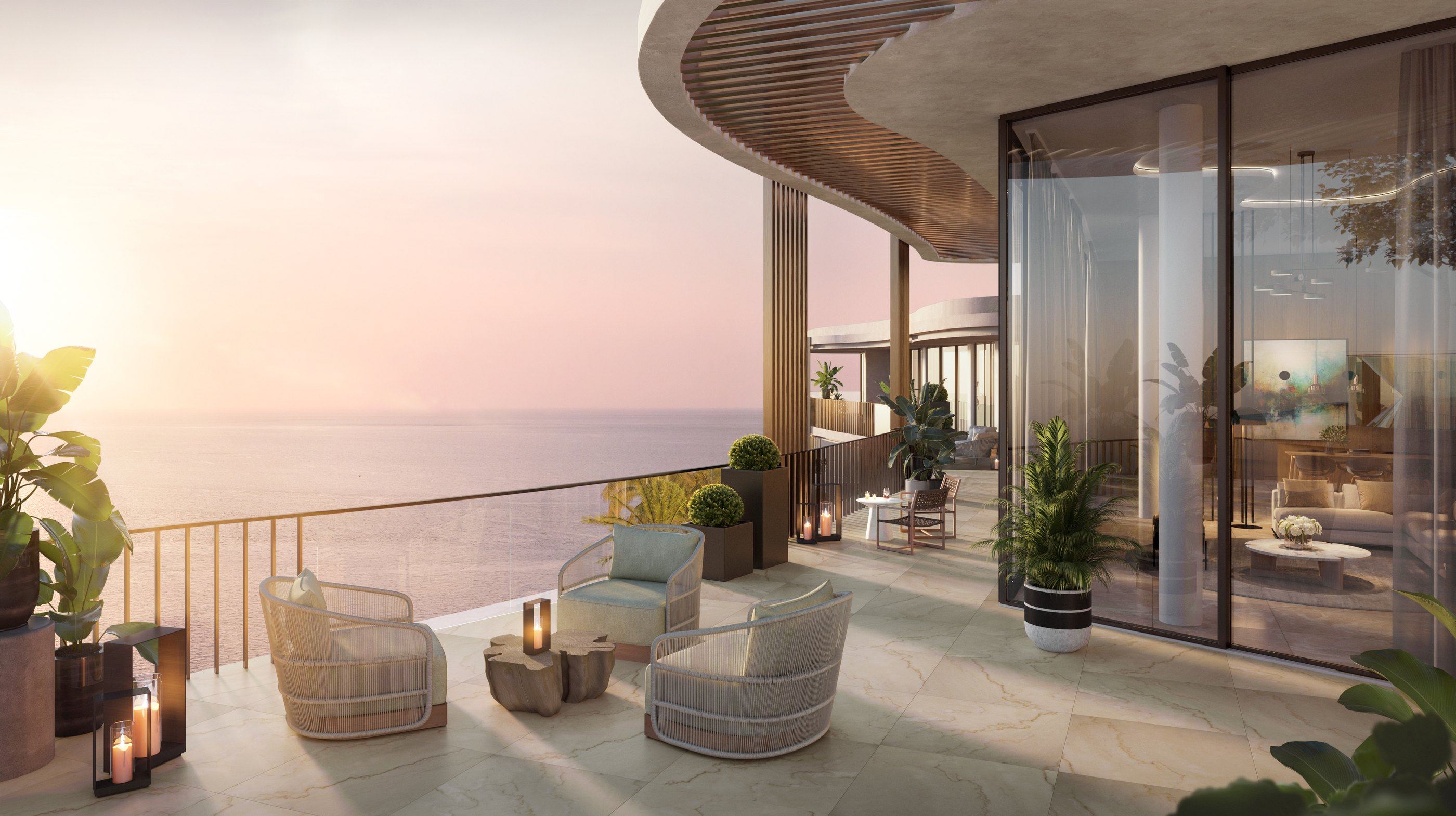 Penthouse terrace at sunset