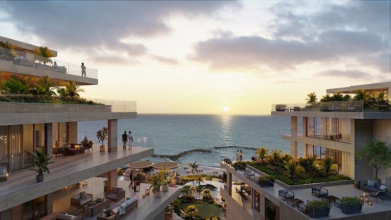 Residence terraces at sunset
