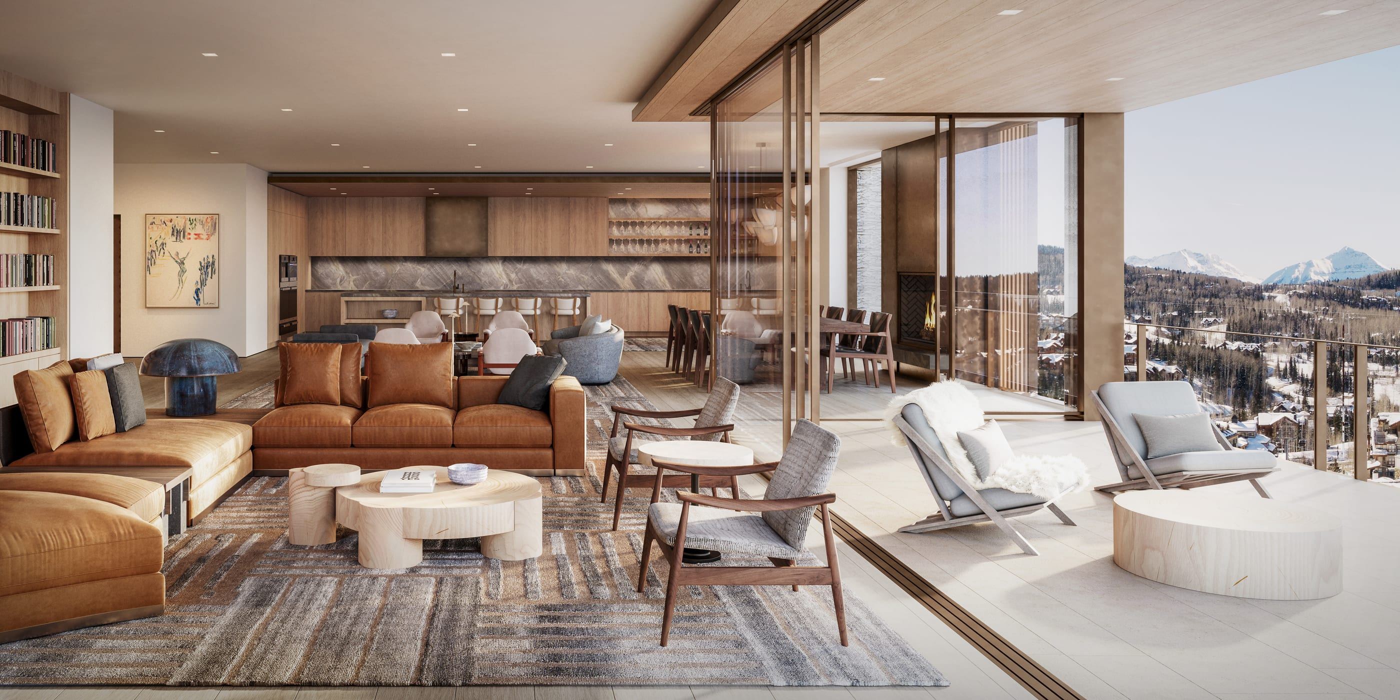 Living room opening to a terrace