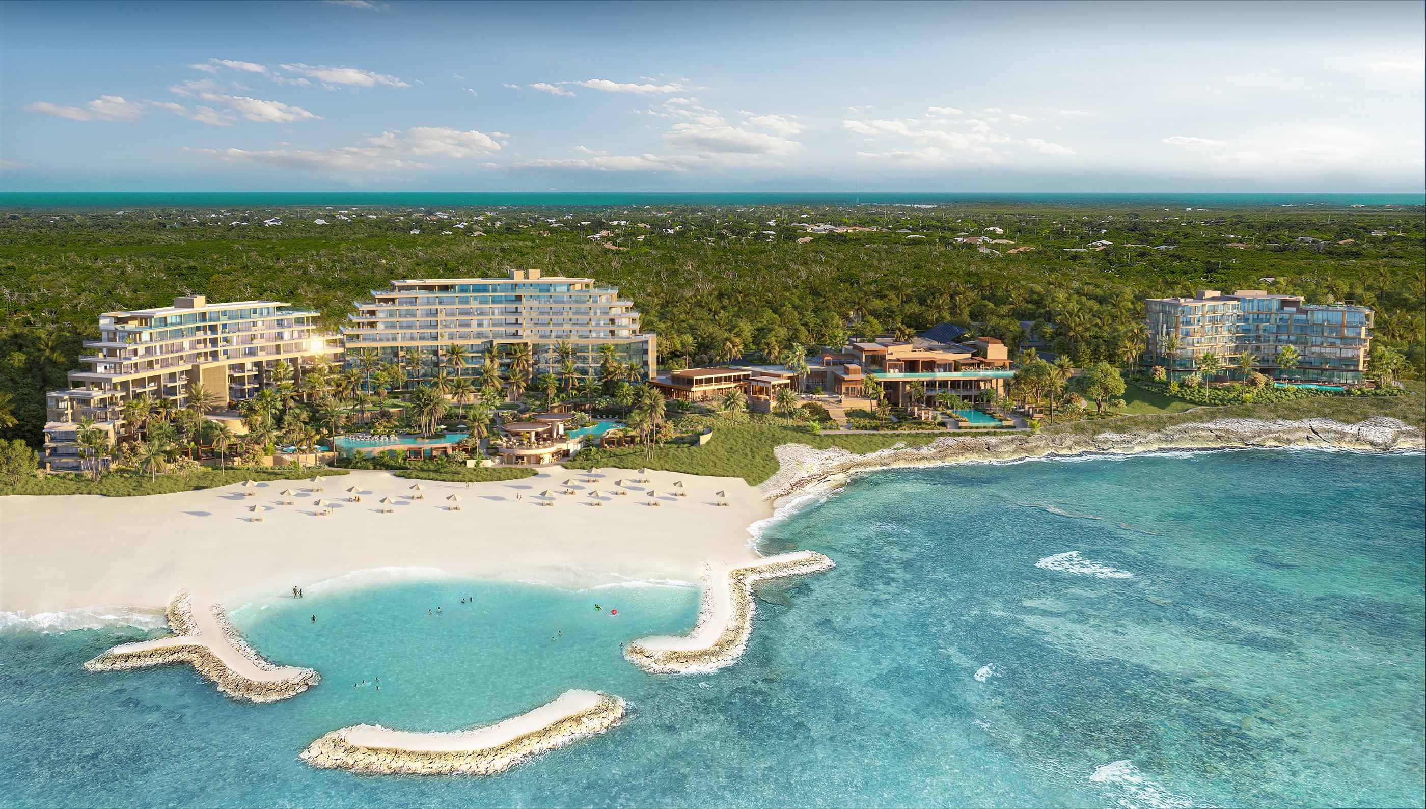 The resort and lagoon from the ocean